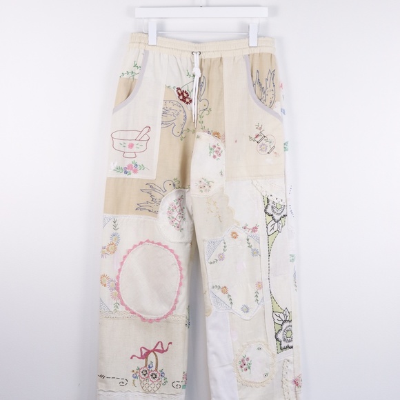 COPY - Antique Handkerchief Patchwork Elastic Drawcord Waist Pants Sample MEDIUM - Picture 3 of 5